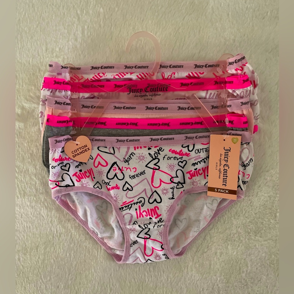 Juicy Couture girl’s cotton spandex logo underwear size XS 4/5 kid’s - NEW